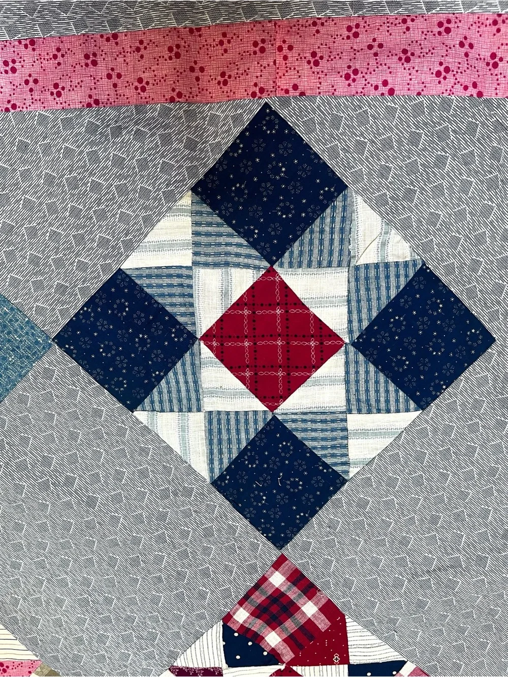 Antique 1890s Patchwork Quilt Top Nine Patch 78